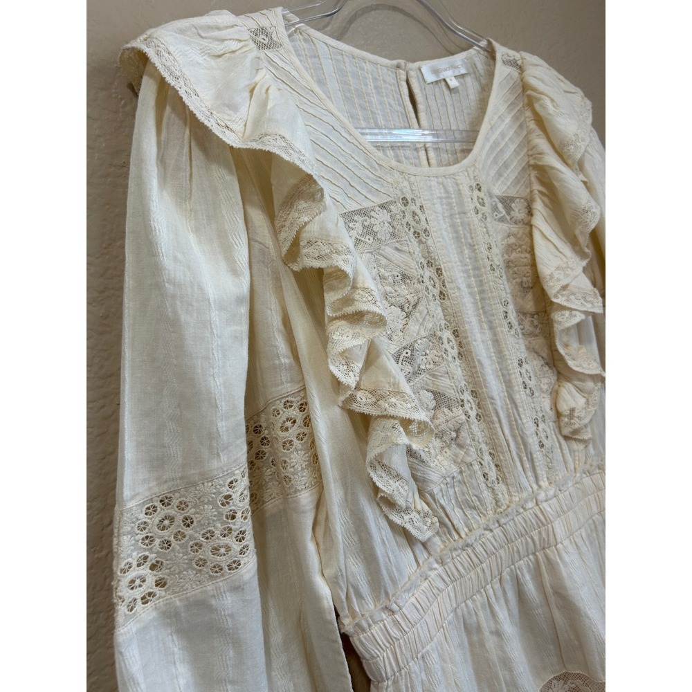 LoveShackFancy added Medium Cream Crochet Lace Ruffle Waist Cotton Magnolia Chic - Picture 8 of 14